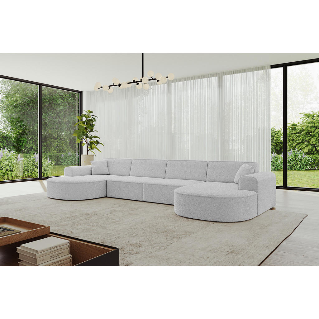 Thumbnail - Altdecor Wohnlandschaft, Hellgrau, Textil, 6-Sitzer, U-Form, 380x73.5x163 cm, Wohnzimmer, Sofas & Couches, Wohnlandschaf...