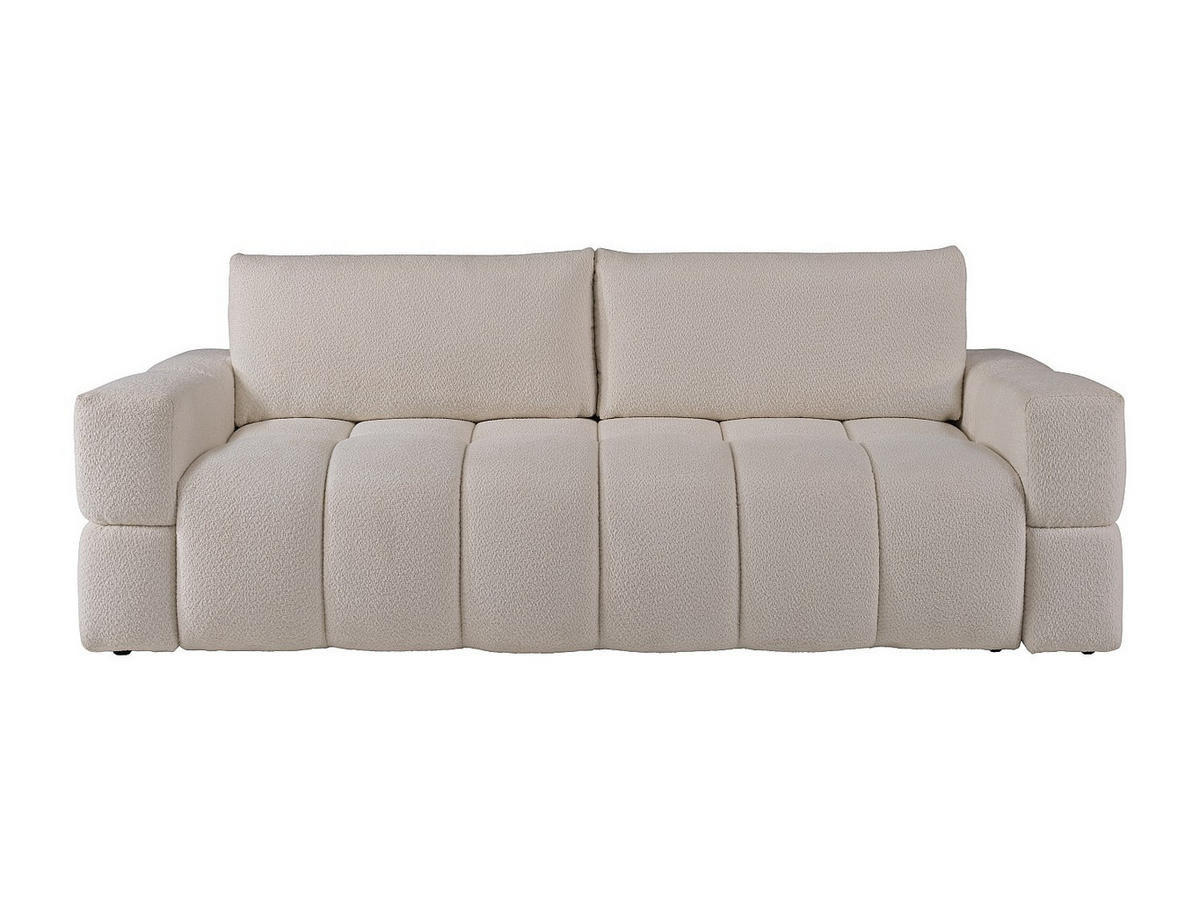 SOFA 3-Sitzer mit Schlaffunktion - Bouclé - Stoff - Cremefarben - ISSORO II - Beige, Textil (252/107/107cm) - Vente-Unique