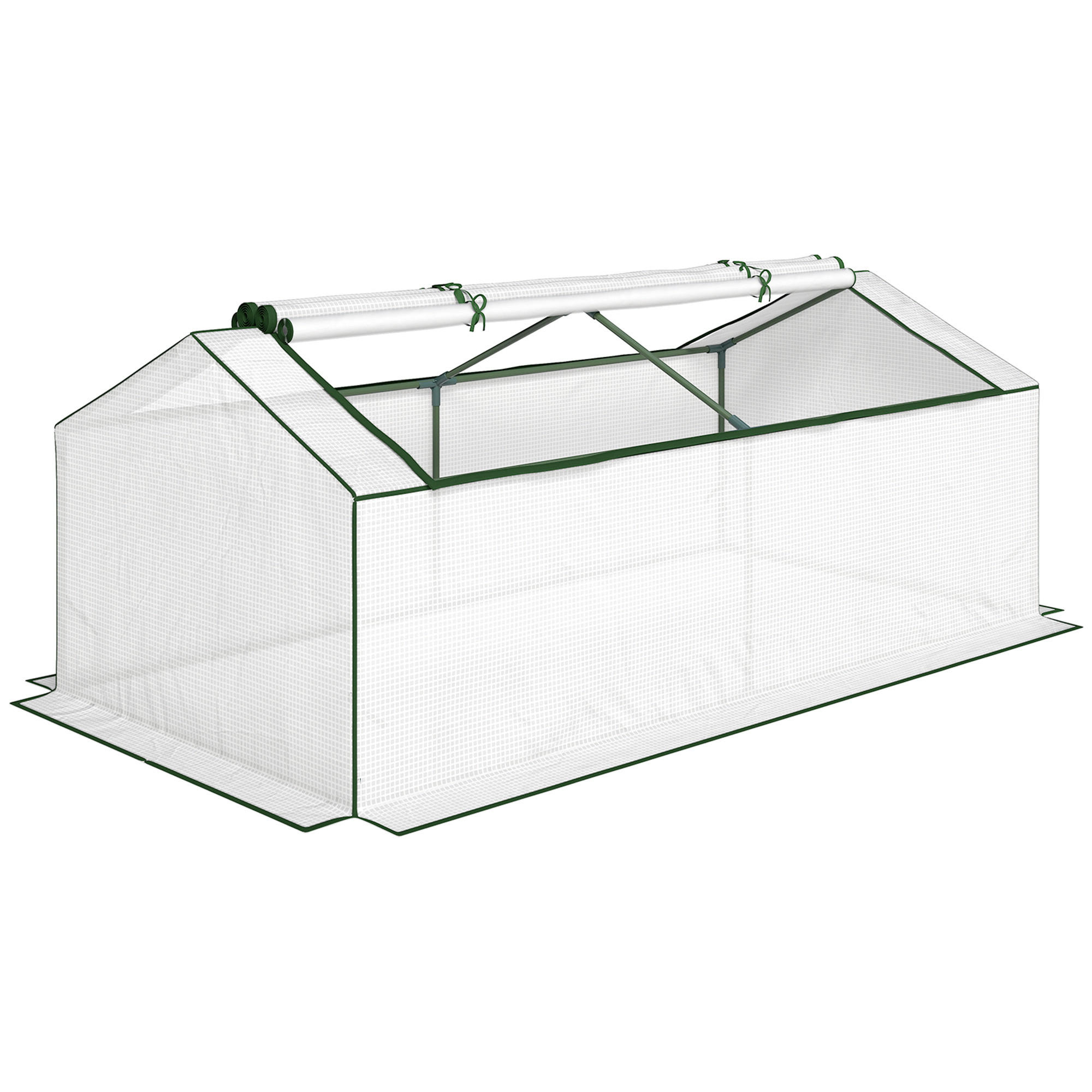 TOMATEN GEWÄCHSHAUS mit Rollfenster 180/90/70 cm - Weiß, Metall (90/70/180cm) - Outsunny