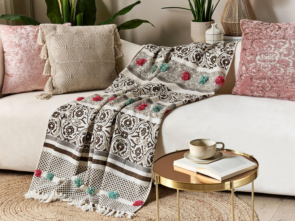 DECKE Braun Chinsurah 130/180 cm - Braun, Naturmaterialien/Textil (130/180cm) - Beliani