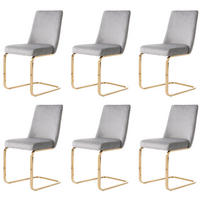 ESSZIMMERSTUHL 6er Set Samt Diamant Grau Gold Metallbeine - Grau, Textil (52/88.8/46cm) - FLIEKS