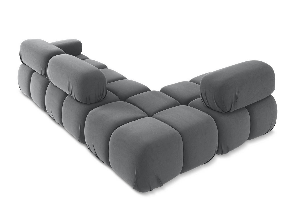ECKSOFA Links Samt Stoff Grau - Dunkelgrau/Schwarz, Kunststoff/Textil (190/285cm) - Makamii