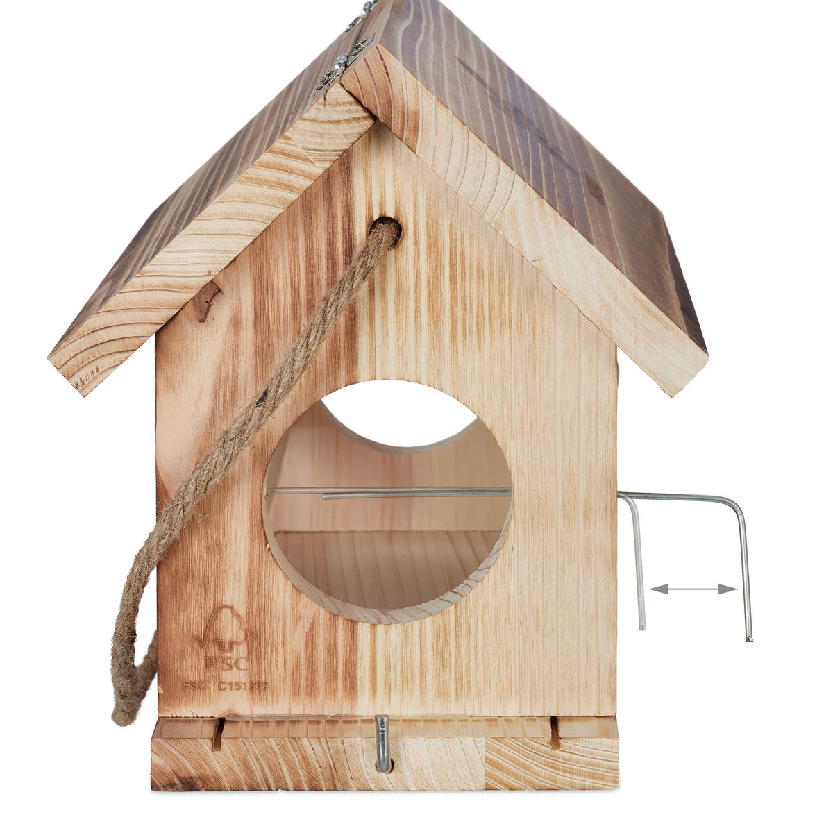 VOGELFUTTERHAUS - Hellbraun, Holz/Kunststoff (31/24/20cm) - Relaxdays