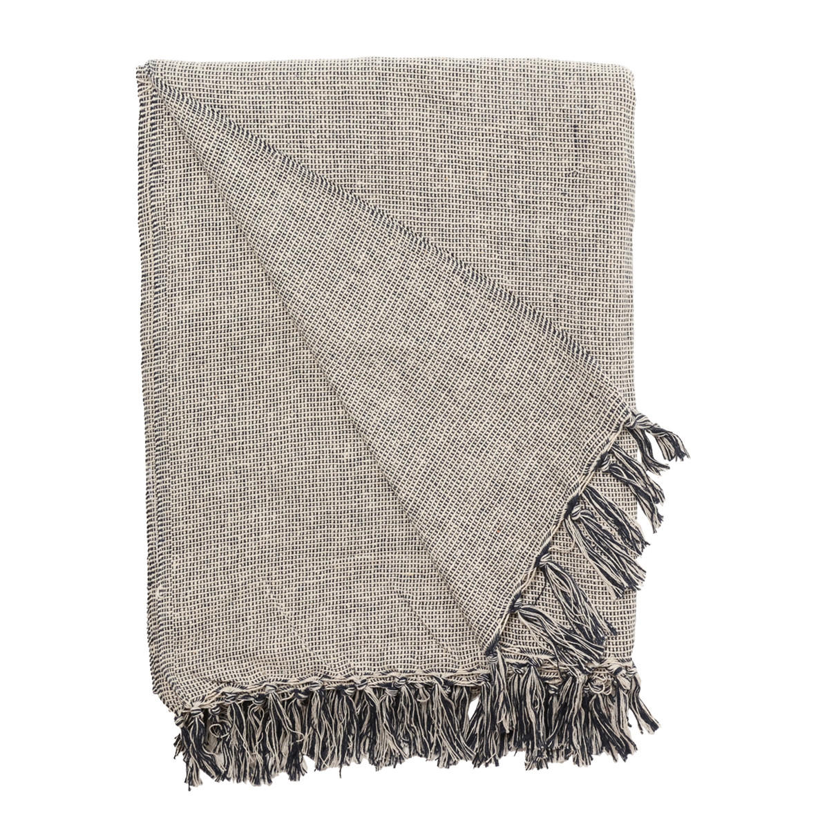 DECKE Soft 130x180 cm, 100% Baumwolle, Navy - Naturfarben, Textil (130/180cm) - Au Maison