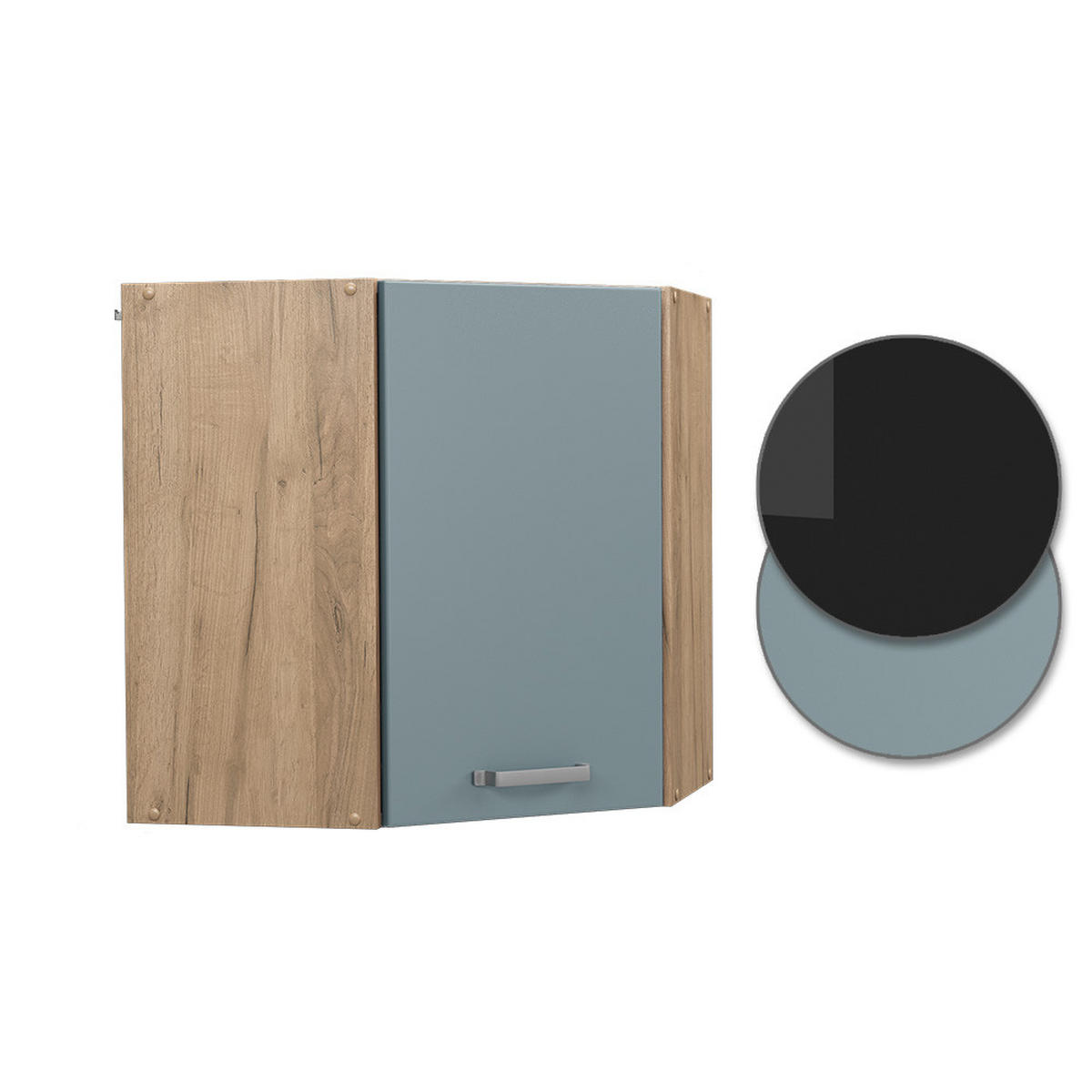 ECKHÄNGESCHRANK R-Line Blau-Grau 57 cm - Honigeiche/Eiche Wotan, Holzwerkstoff (57/60/34.1cm) - Vicco