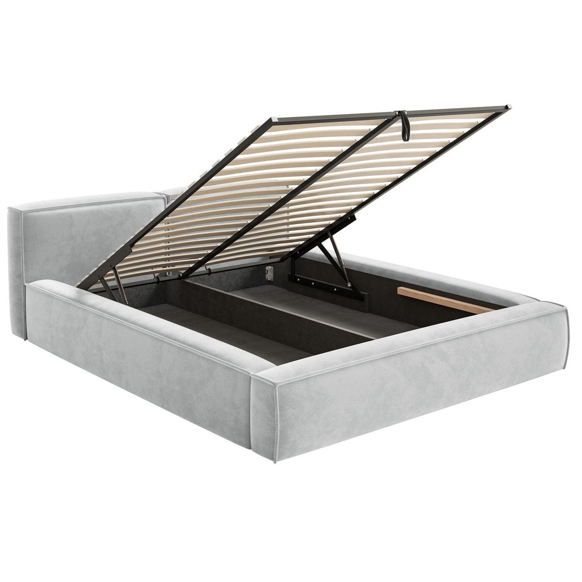 POLSTERBETT Tilves Slim Hellgrau 180x200 cm - Hellgrau/Schwarz, Kunststoff/Textil (180/200cm) - Selsey