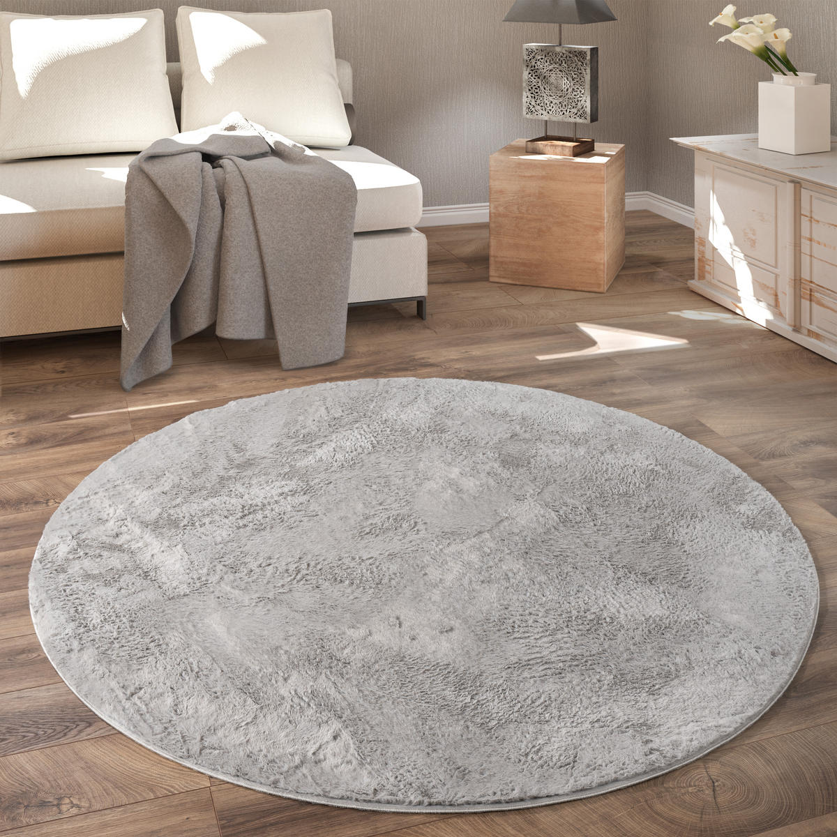HOCHFLORTEPPICH 200/200 cm Soft 380 - Grau, Textil (200/200cm) - Paco Home