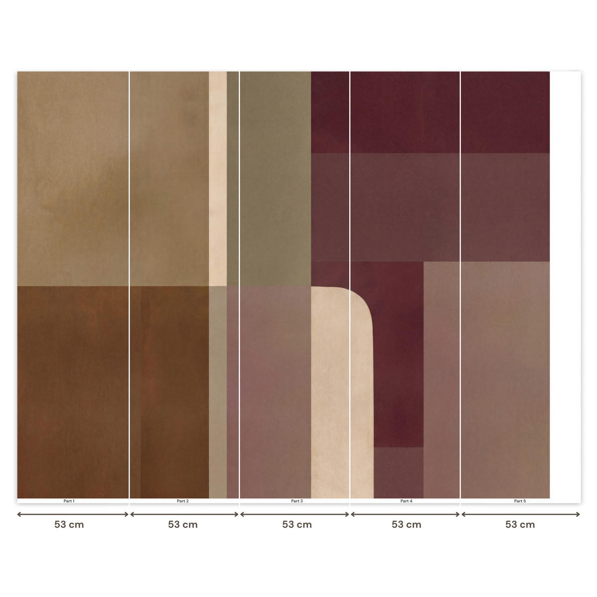 TAPETE - Unis - Abstrakt - Bordeaux - Linien - 260x220 cm - Multicolor, Papier (260/220cm) - OnlyWow