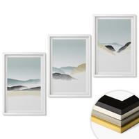 WANDBILDER 3er-Set - 40x60 cm Weißer Rahmen - Minimalistische Pastellberge - Weiß, Kunststoff (40/60cm) - ArtPrintCave