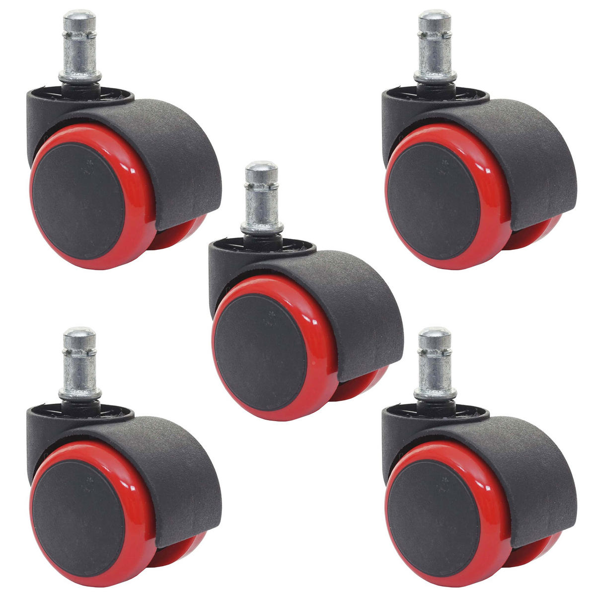 HARTBODENROLLEN 5ER SET Schwarz, Rot 5er-Set - Rot/Schwarz, Metall (1/1/1cm) - MCW