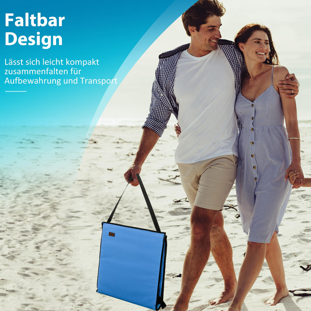 STRANDLIEGE 2er Set Stahl Oxford Blau - Blau/Schwarz, Textil/Metall (51/40/142cm) - Outsunny