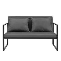 GARTENBANK Lerum - Schwarz, Textil/Metall (114/70/60cm) - casa.pro