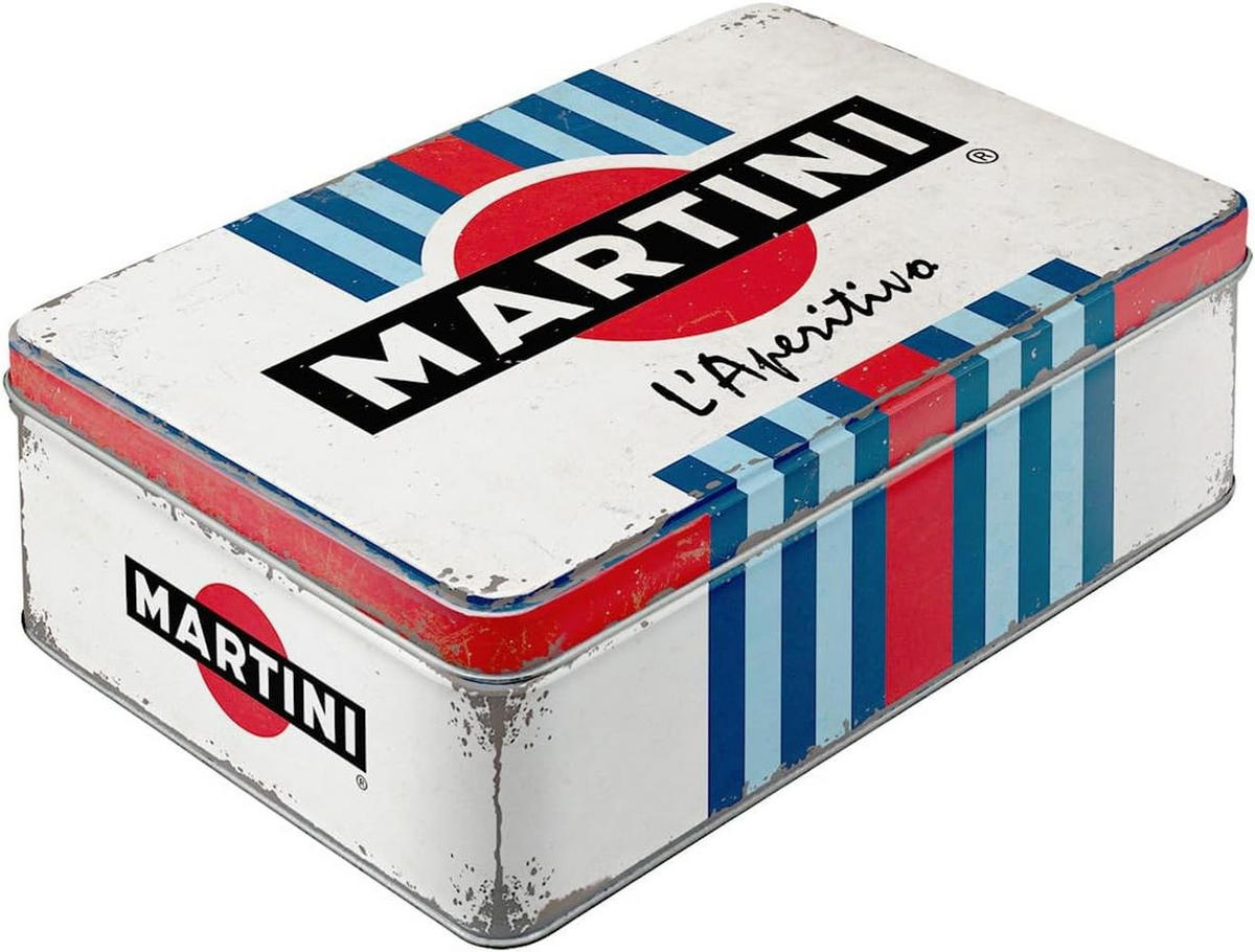 VORRATSDOSE flach Martini L'Aperitivo Racing Stripes - Multicolor, Metall (23/7/16cm) - Nostalgic-Art