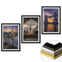 WANDBILDER 3er-Set - 40x60 cm Schwarzer Rahmen - Stadtbrücken, Uhrtürme - Schwarz, Kunststoff (40/60cm) - ArtPrintCave
