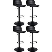 BARHOCKER 4er Set Lederlook schwarz - Schwarz, Textil/Metall (43.5/75/46cm) - CLP