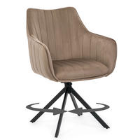 STUHL PIANO drehbar gepolsterter mit Steppung - dunkelbeige - Velour - Beige/Schwarz, Textil/Metall (59/88/61cm) - NEW HOME