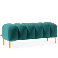 SITZHOCKER Polsterhocker PECCO, Veloursstoff - Blau/Goldfarben, Holz/Textil (120/50/50cm) - KONSIMO®