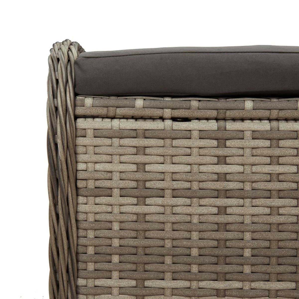 GARTENHOCKER Mit Kissen Grau 58/46/46 Cm Poly Rattan - Grau, Kunststoff (58/46/46cm) - vidaXL