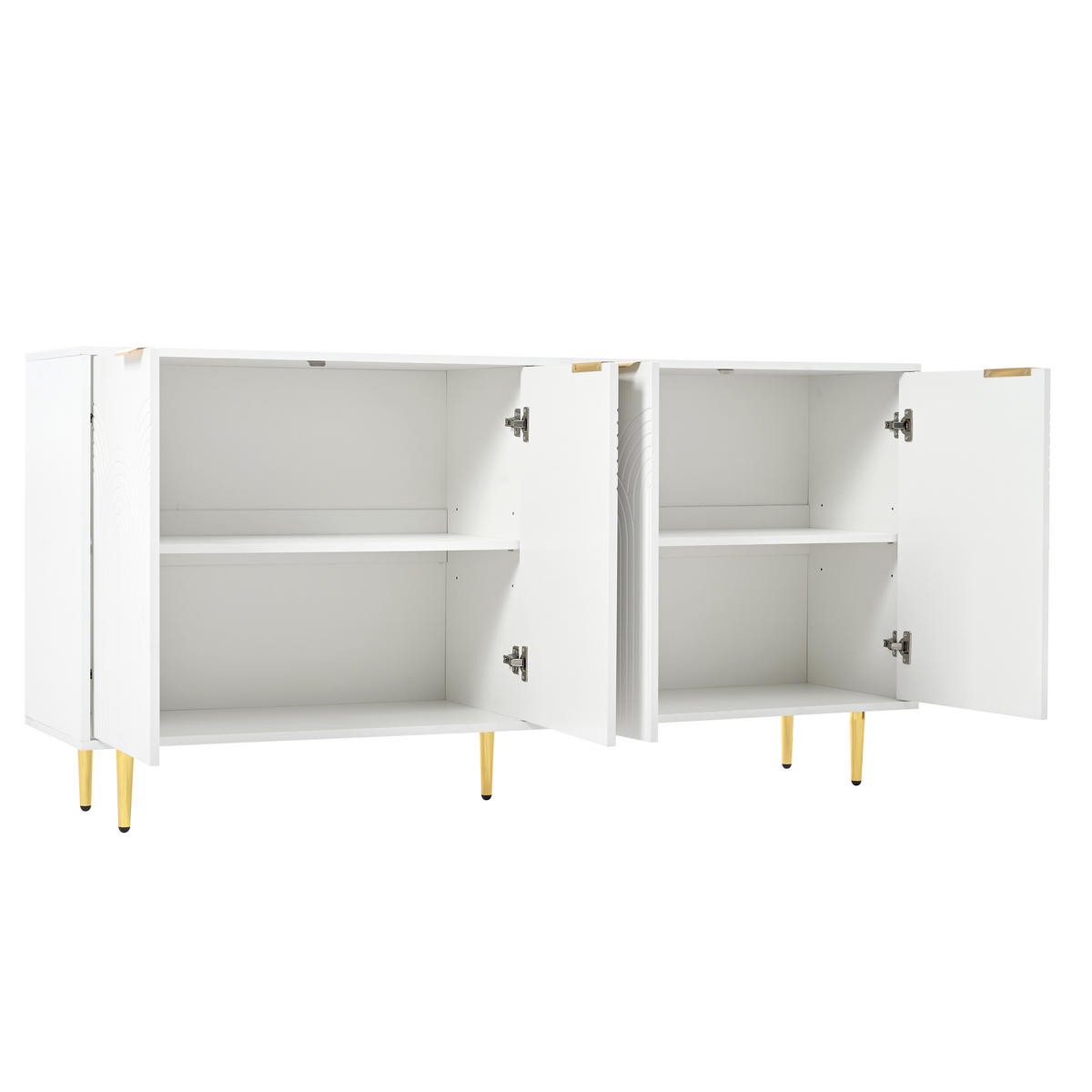 SIDEBOARD 160/40/80 cm mit 4 Türen in Weiß mit goldfarbenen Griffen - Weiß, Holzwerkstoff (160/80/40cm) - BEAOK