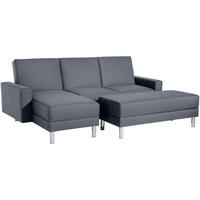 FUNKTIONSSOFA mit Hocker Katryna Flachgewebe denim - Flieder, Kunststoff (144/92/230cm) - 58aufmkessel
