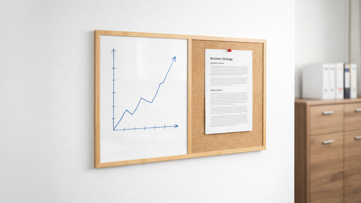 KOMBI-TAFEL Kork-Magnettafel 90x60 cm, Holzrahmen - Weiß, Holz (90/60/1.5cm) - ALLboards