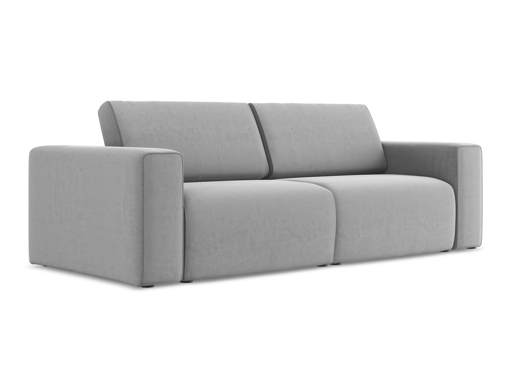 3-SITZER SOFA Samt Stoff Grau - Creme/Schwarz, Kunststoff/Textil (224/80/103cm) - Makamii