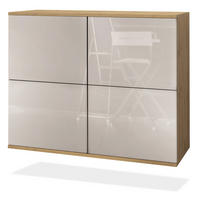 KOMMODE Rova Sandgrau Hochglanz - Sandfarben, Holzwerkstoff (92.5/73.5/35cm) - Vladon