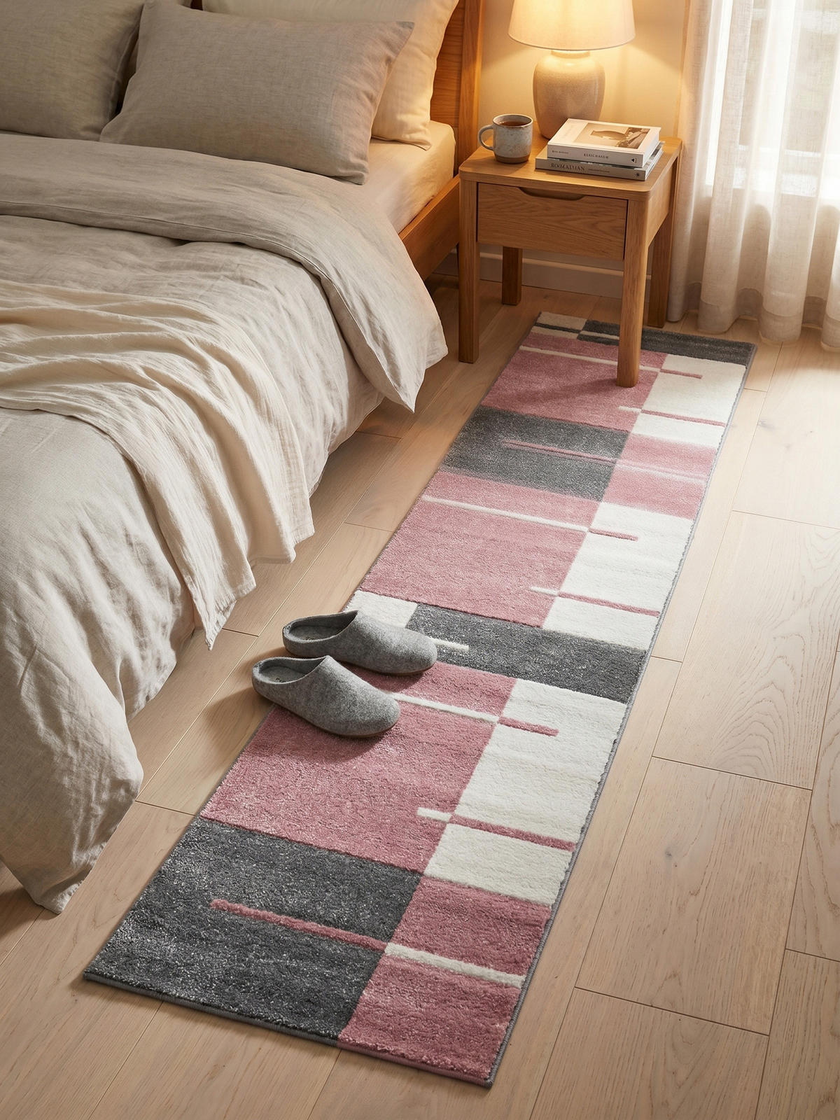 KURZFLORTEPPICH LATEMAR, kariert, Rosa, 80 x 300 cm - Rosa, Textil (80/300cm) - KADIMA DESIGN