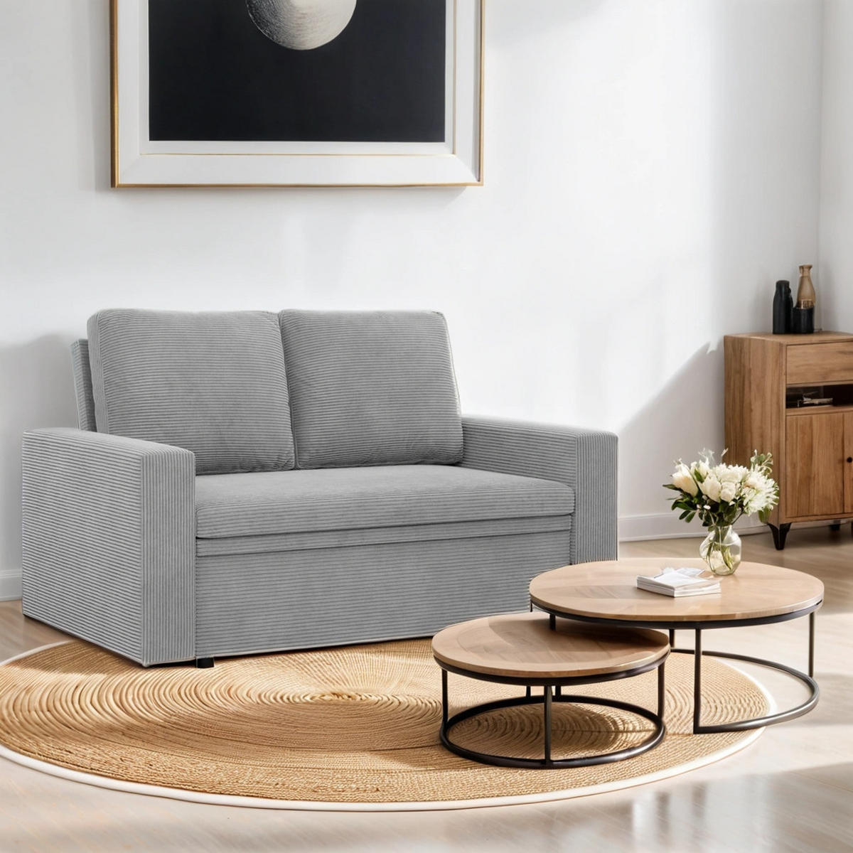 SOFA Neo mit gerader Armlehnen hellgrau - Hellgrau, Textil (148/90/87cm) - SIMKAM Furniture