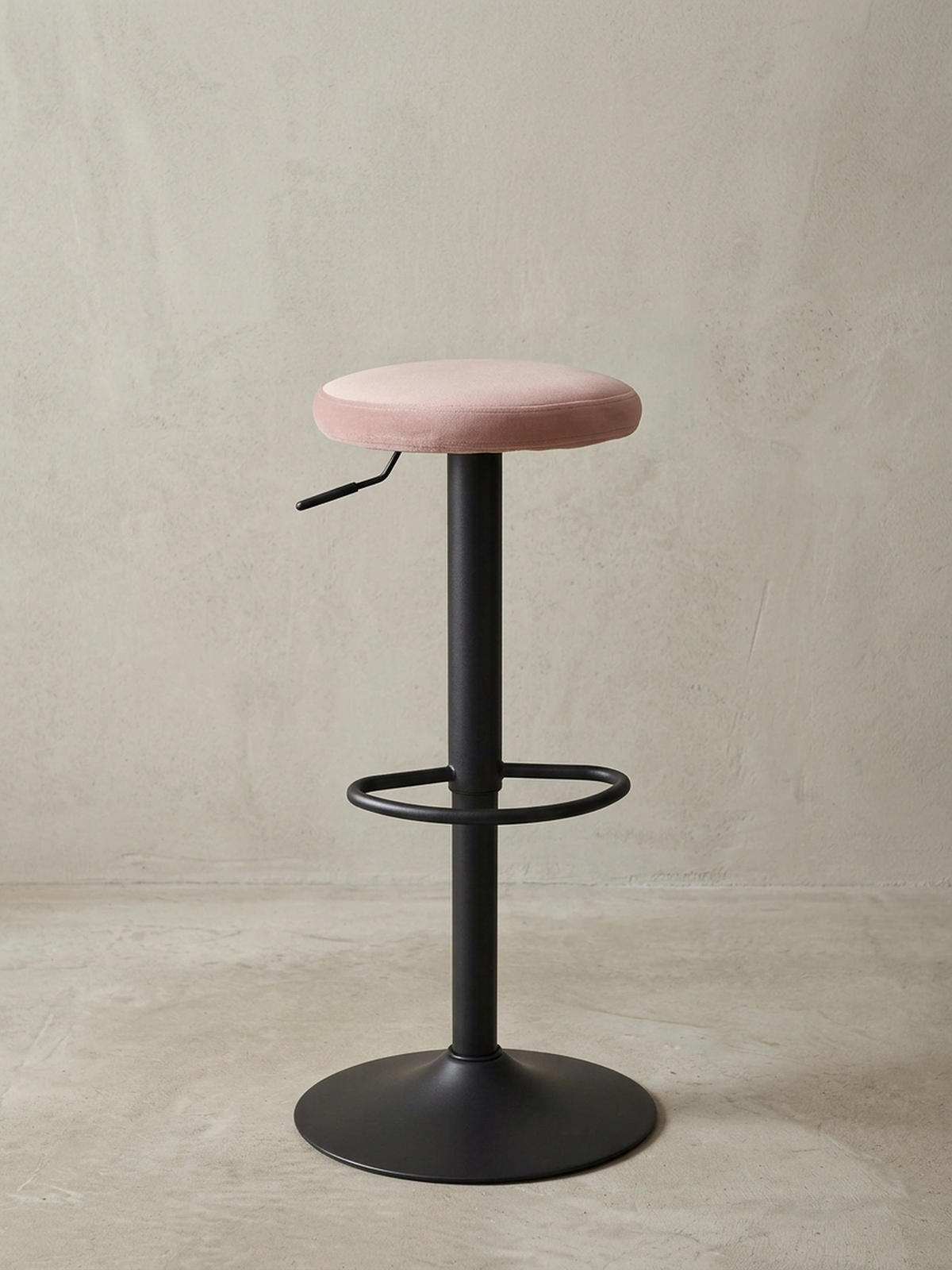 BARHOCKER Höhenverstellbar Eisen Samt Drehbar CAMPANIA, Rosa 40x40x79 cm - Pink/Schwarz, Textil/Metall (40/79/40cm) - KADIMA DESIGN