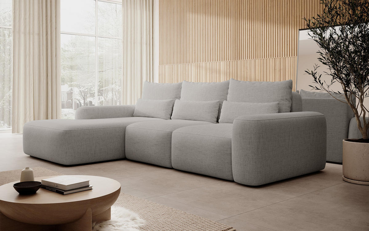ECKSOFA Carnos Chenille-Bezug in Grau - Grau, Textil (264/162cm) - Selsey
