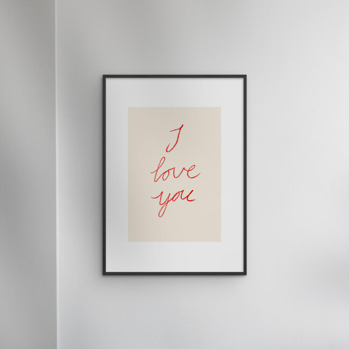 POSTER mit Rahmen Affordable Art Prints x Johanna Klum Nyberg - I Love You - Pink/Schwarz, Holz/Papier (50/70cm) - Poster&Frame