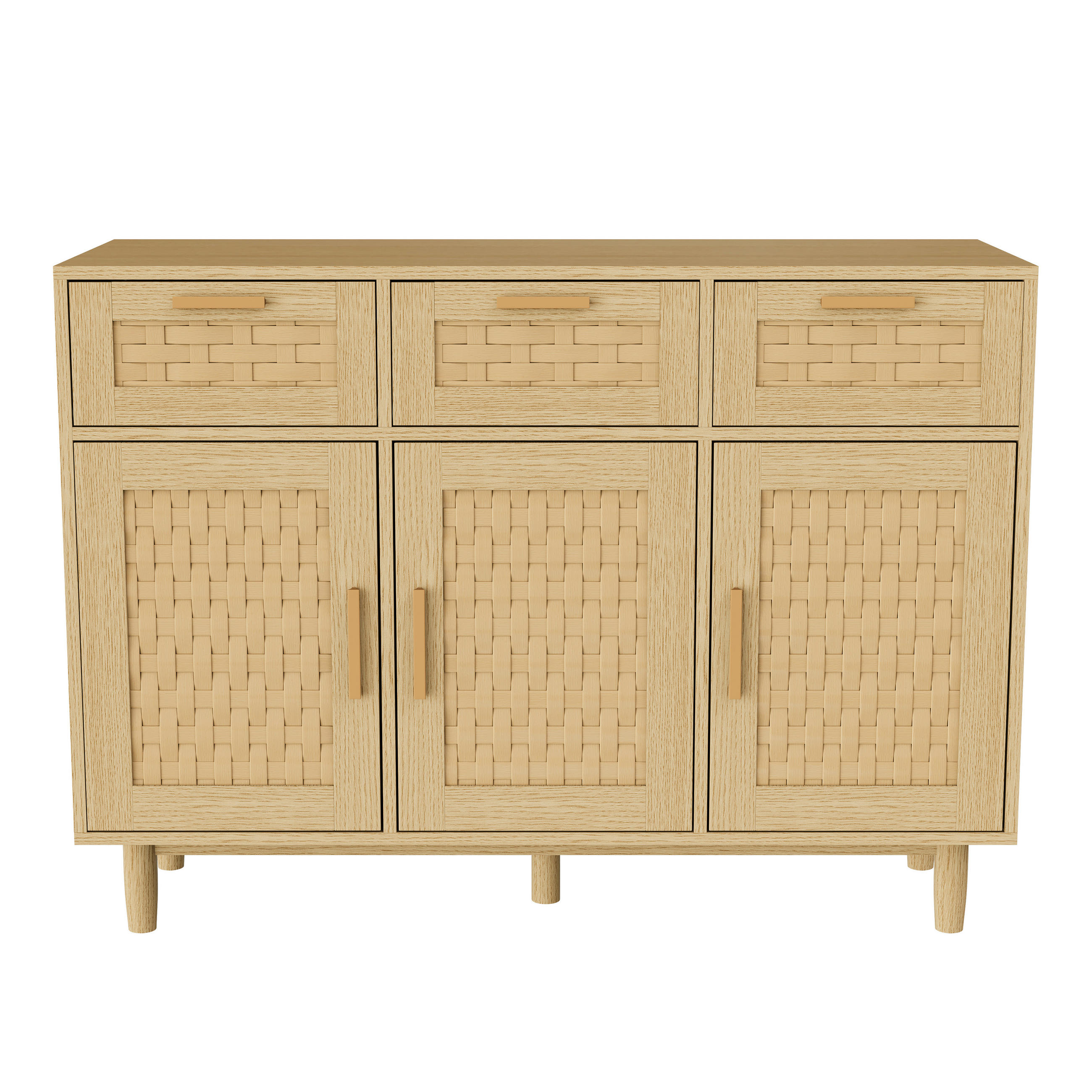 SIDEBOARD Japandi mit 3 Türen & 3 Schubladen 108/40/80 cm Eiche-Dekor - Eichefarben, Holzwerkstoff (107.9/80/40cm) - Creahappy