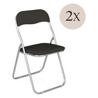 KLAPPSTUHL 2er Set in Metall Schwarz 47x43h79.5 - Schwarz, Metall (43/80/47cm) - DMORA
