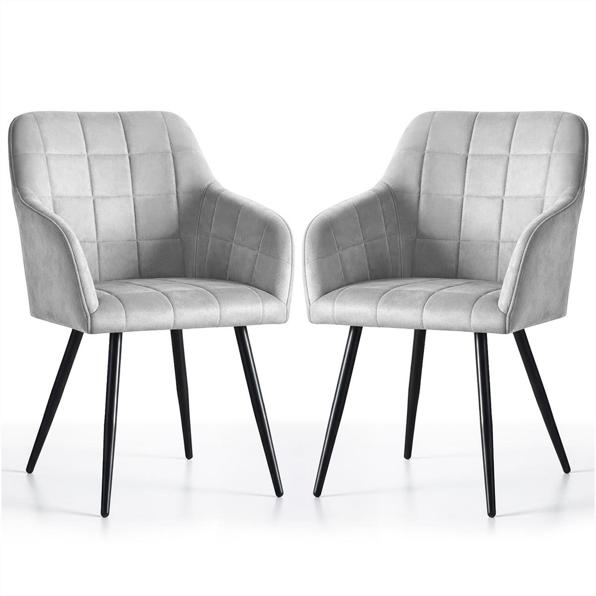 POLSTERSTUHL 2er Set, Metallbeine Hellgrau, Schwarz 54/82/58 - Hellgrau/Schwarz, Textil (54/82/58cm) - RAUMHIRSCH FURNITURE