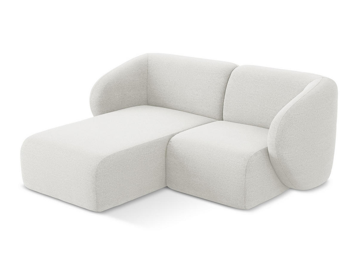 ECKSOFA Links Bouclé Stoff Weiß - Schwarz/Weiß, Holzwerkstoff/Kunststoff (178/166cm) - Makamii