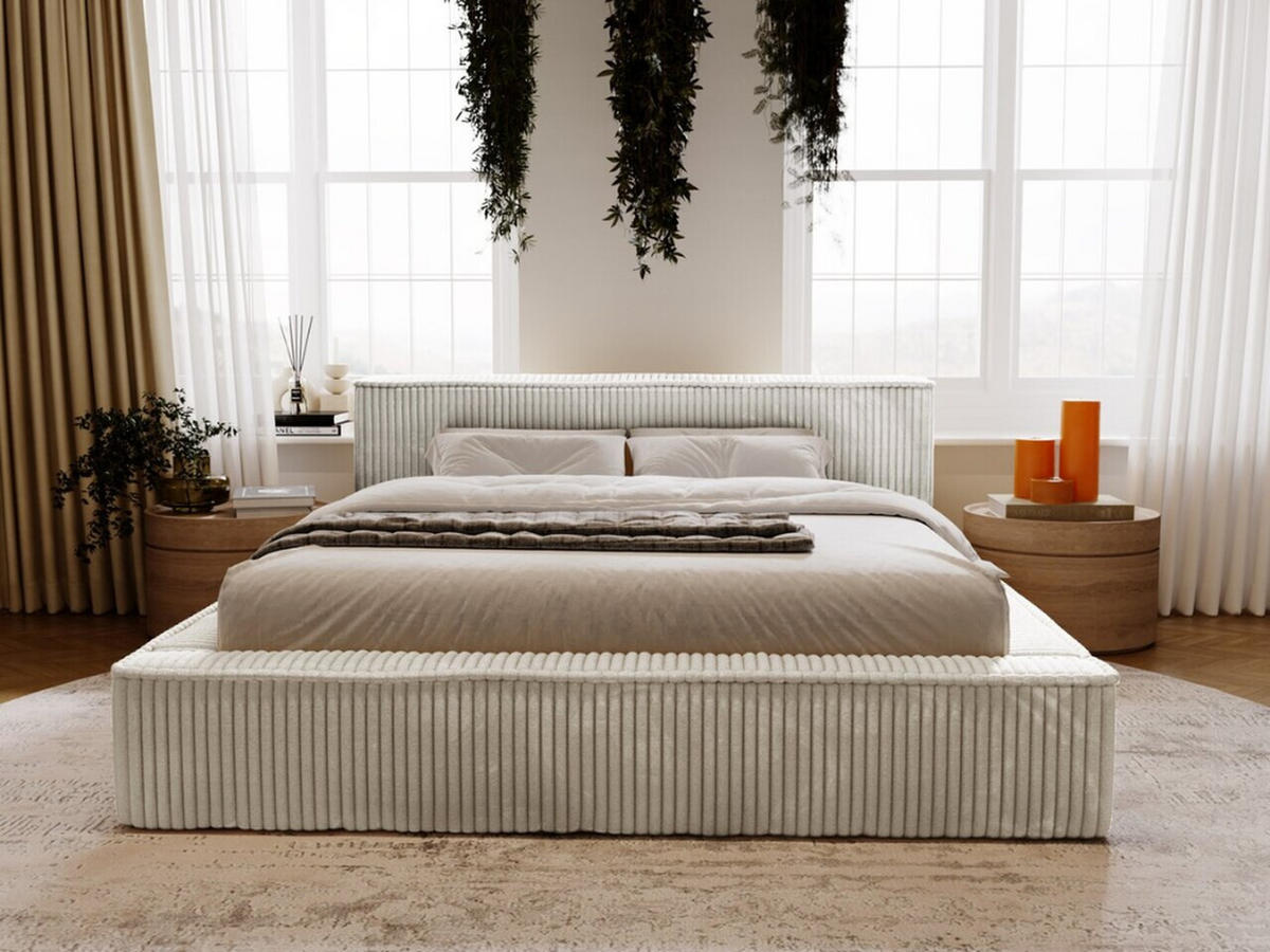 POLSTERBETT Lago 160x200 Hellgrau - Hellgrau, Textil (160/200cm) - Graingold