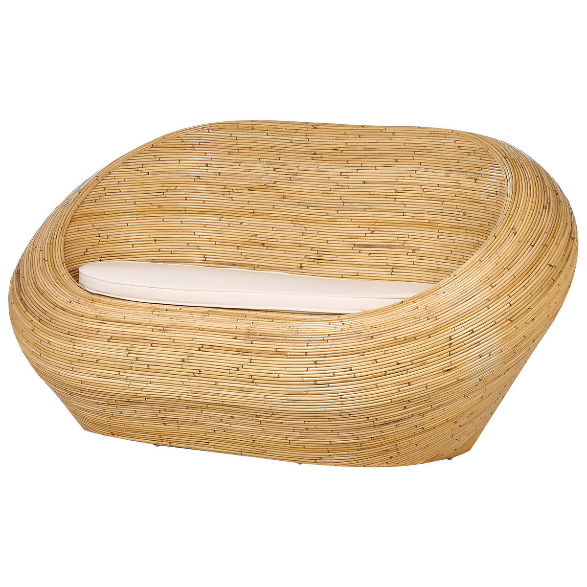 LOUNGE SET 3-teiling Rattan Natürlich Maiori - Beige/Naturfarben, Naturmaterialen (110/110/180cm) - Beliani