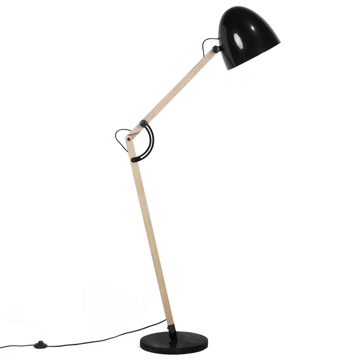 STEHLAMPE Hetton 35/35/175 cm - Schwarz, Holz (35/35/175cm) - Beliani