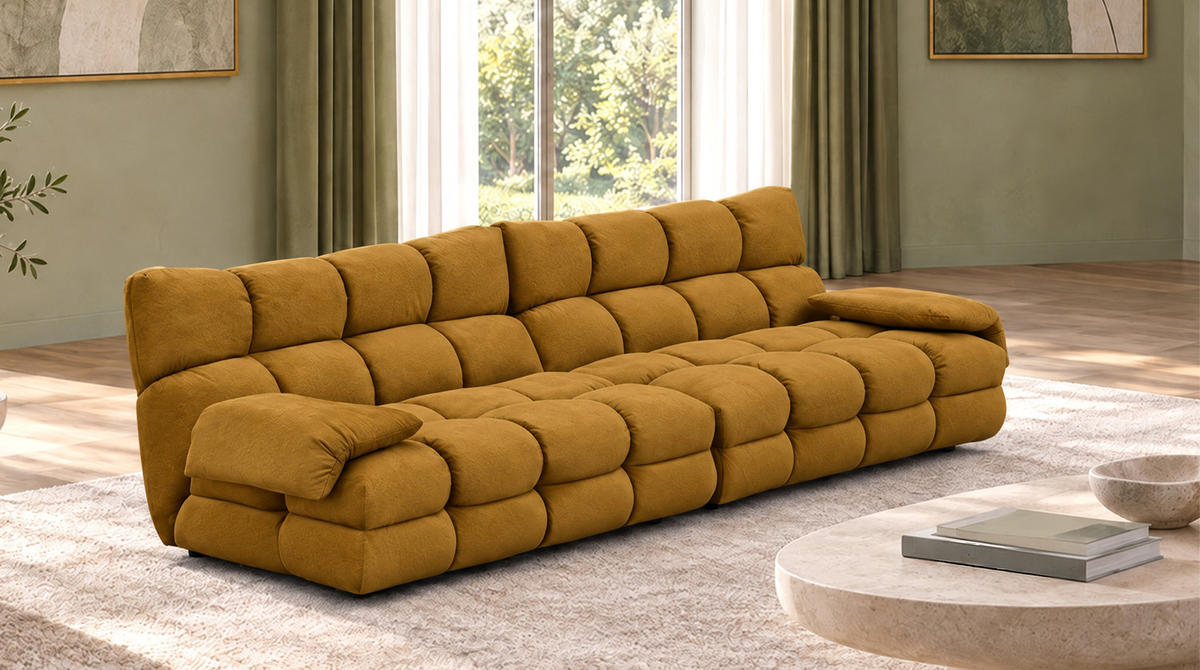 SOFA AMIA Braun Velvet - Dunkelbraun/Schwarz, Kunststoff/Textil (290/86/108cm) - KAWOLA