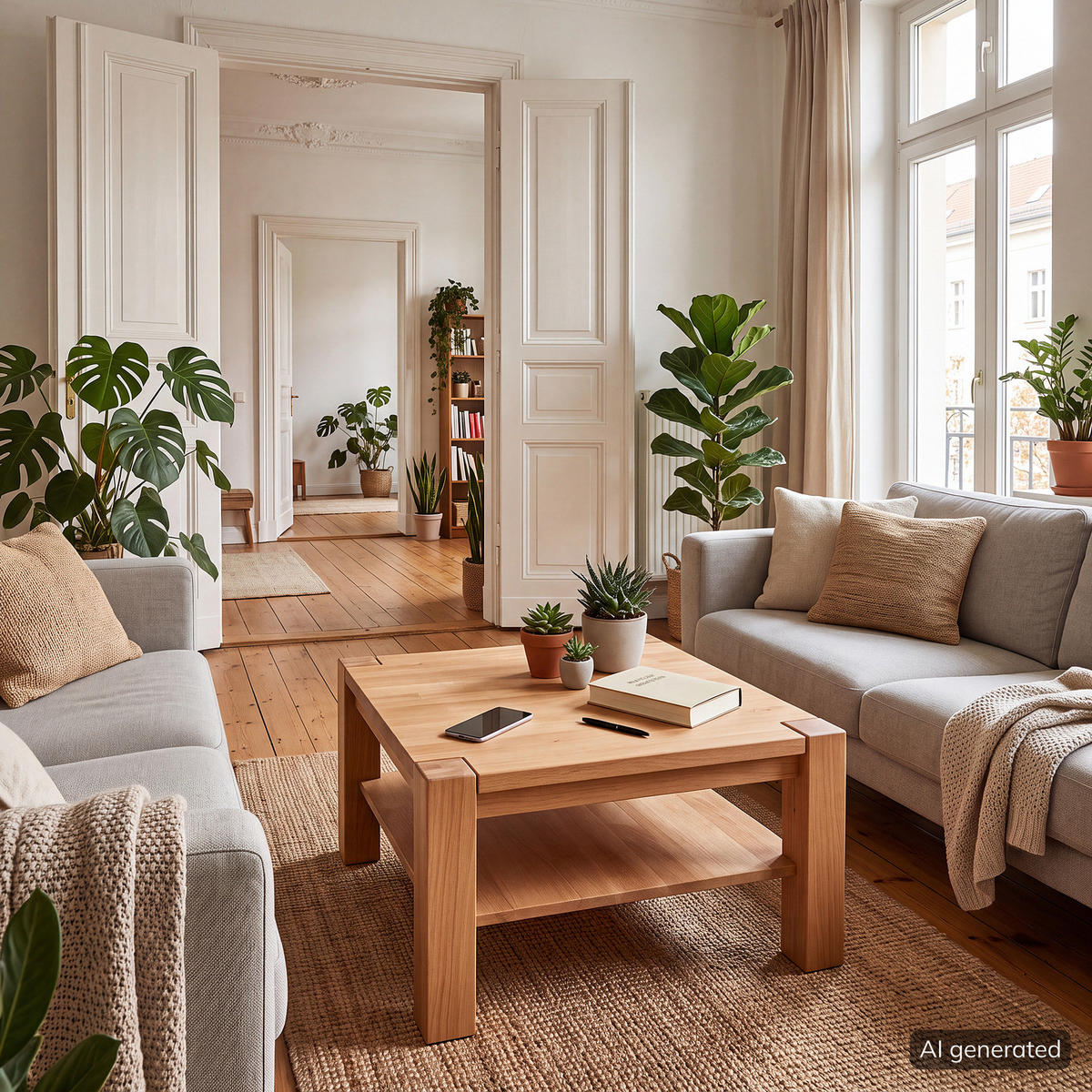 COUCHTISCH - Massivholz - Kernbuche, Holz (70/70/38cm) - home24