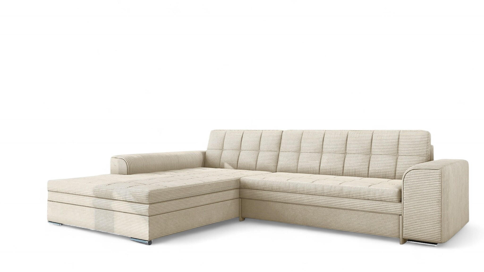 ECKSOFA Lusaka Mit Schlaffunktion - Creme, Holzwerkstoff/Textil (292/198cm) - Fun Möbel