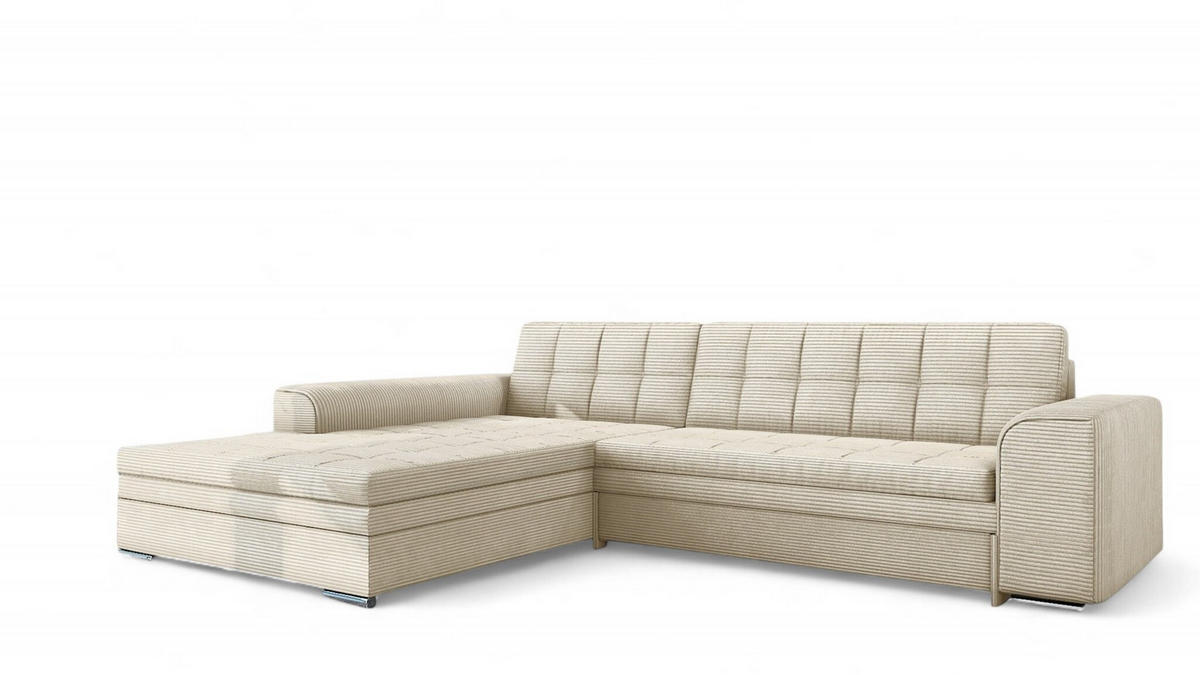 ECKSOFA Lusaka Mit Schlaffunktion - Creme, Holzwerkstoff/Textil (292/198cm) - Fun Möbel