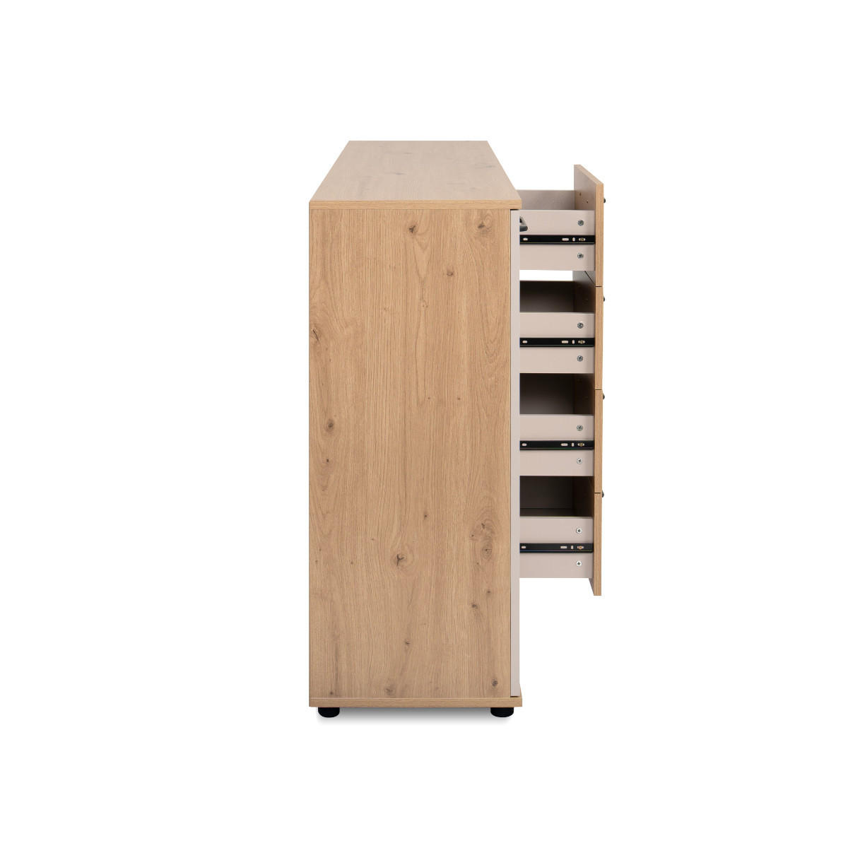 SIDEBOARD mit 2 Türen, 4 Schubladen, Eicheneffekt und Kaschmir 120/35/85,5 cm - Eschefarben, Holzwerkstoff (35/85.5/43.5cm) - Calicosy