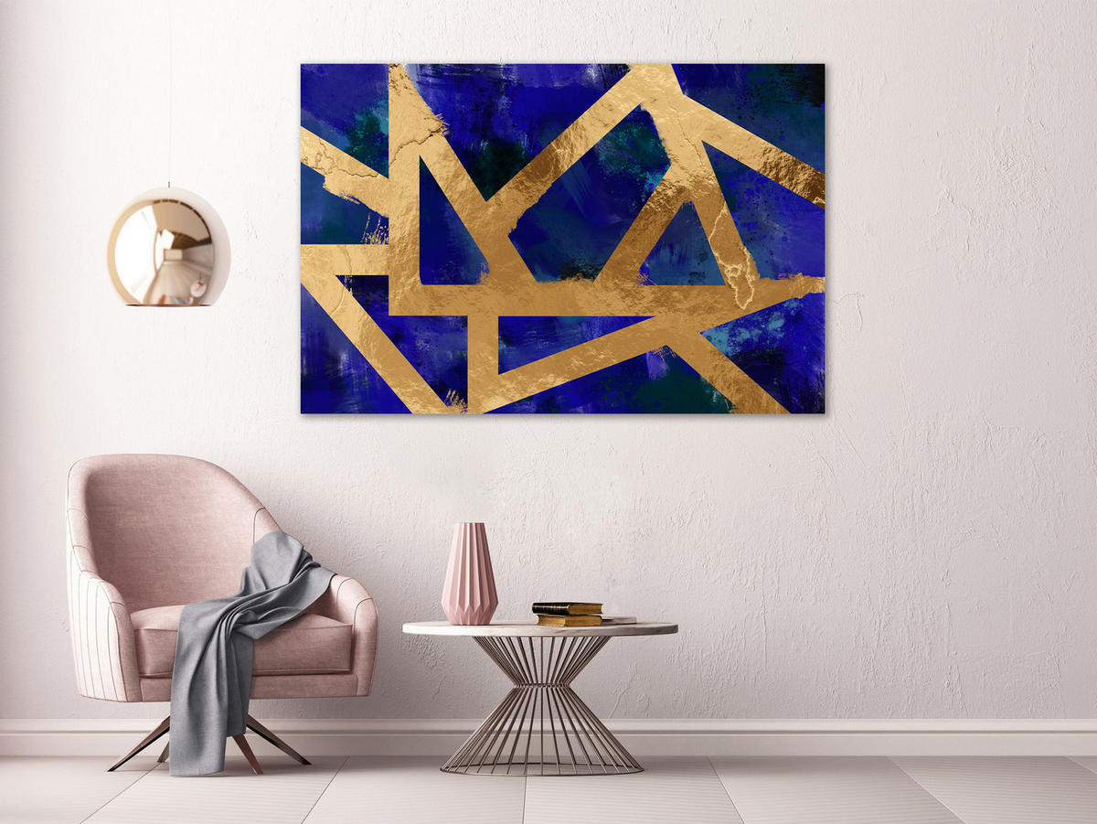 KUNSTDRUCK Blau 60/40 cm - Blau/Goldfarben, Textil (60/40cm) - KUNSTLOFT