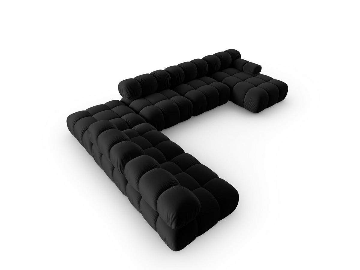 MODULARES-PANORAMASOFA links Bellis aus Samt schwarz 7 Sitzplätze - Schwarz, Textil (282/63/379cm) - Micadoni