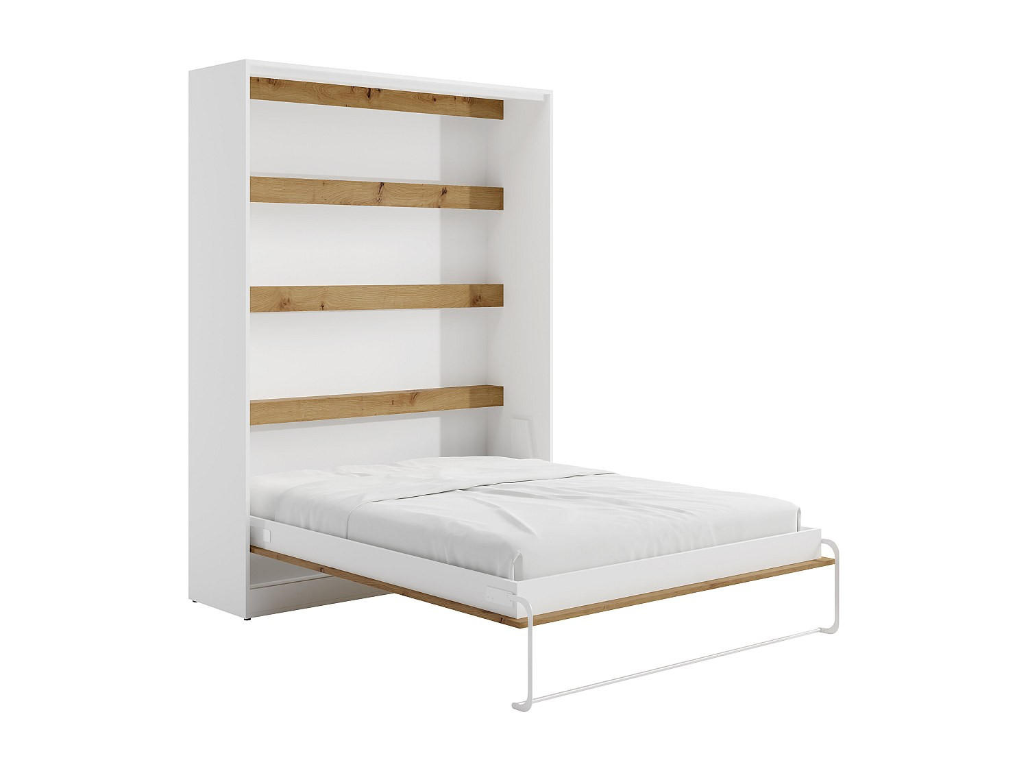 SCHRANKBETT - 2 Personen - holz - naturfarben hell, weiß Rapili - Naturfarben/Weiß, Holz (160/200cm) - Vente-Unique