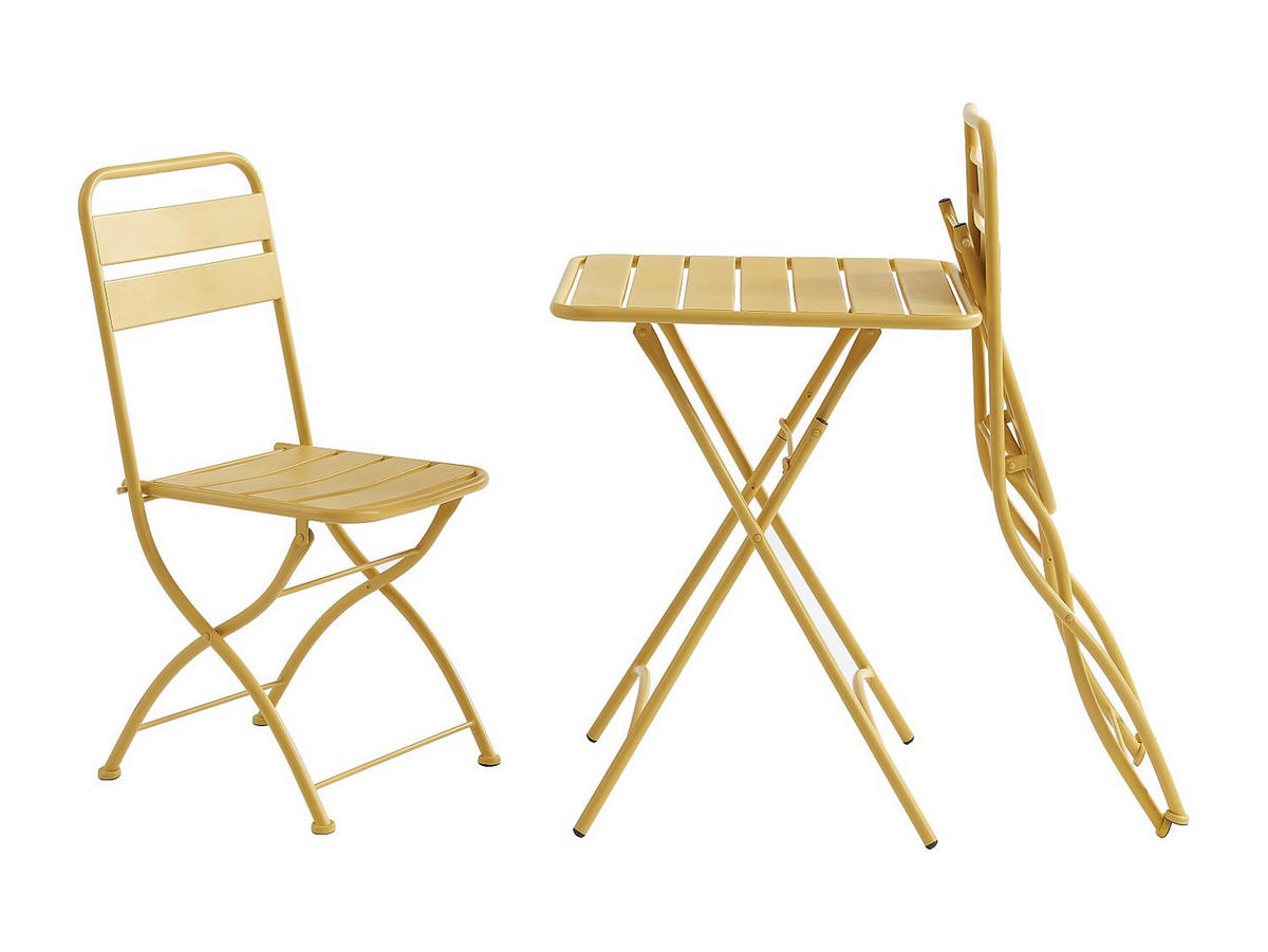 GARTENESSGRUPPE im Set - 2 -Sitzer - Stahl - senffarben - MIRMANDE - Gelb, Metall - Vente-Unique