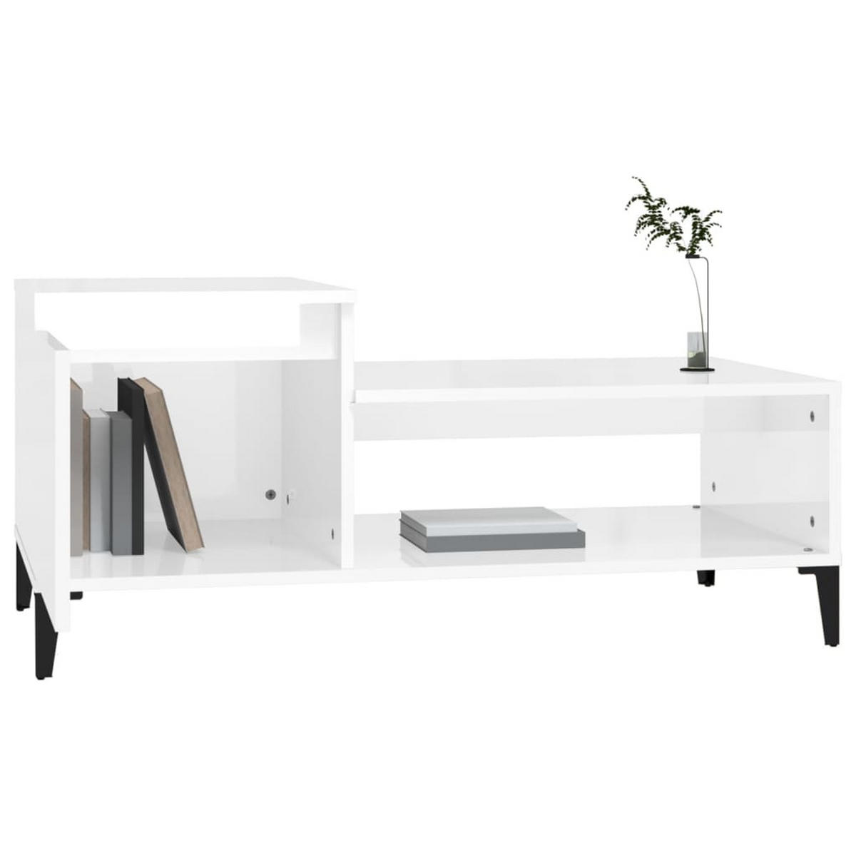 COUCHTISCH Hochglanz-Weiß 100x50x45 cm Holzwerkstoff - Weiß, Holzwerkstoff (50/100/45cm) - furnicato
