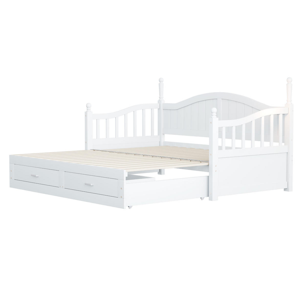 TAGESBETT 90/180/190 cm DE-01360, in Weiß, mit 2 Schubladen und Ausziehbett - Weiß, Holz (90/190cm) - ComfortXL